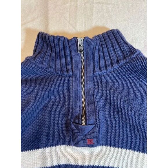 Vintage Polo Ralph Lauren Sweater Men Large Blue Striped 100% Cotton Quarter Zip - Picture 5 of 8
